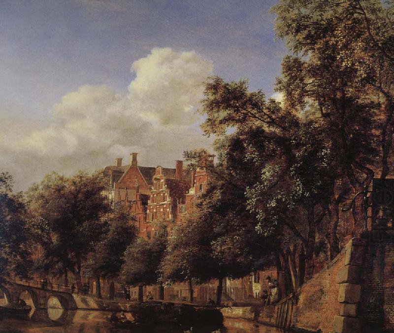 Canal scenery gentleman, Jan van der Heyden